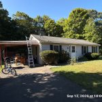 satellite dish on a home during roof replacement