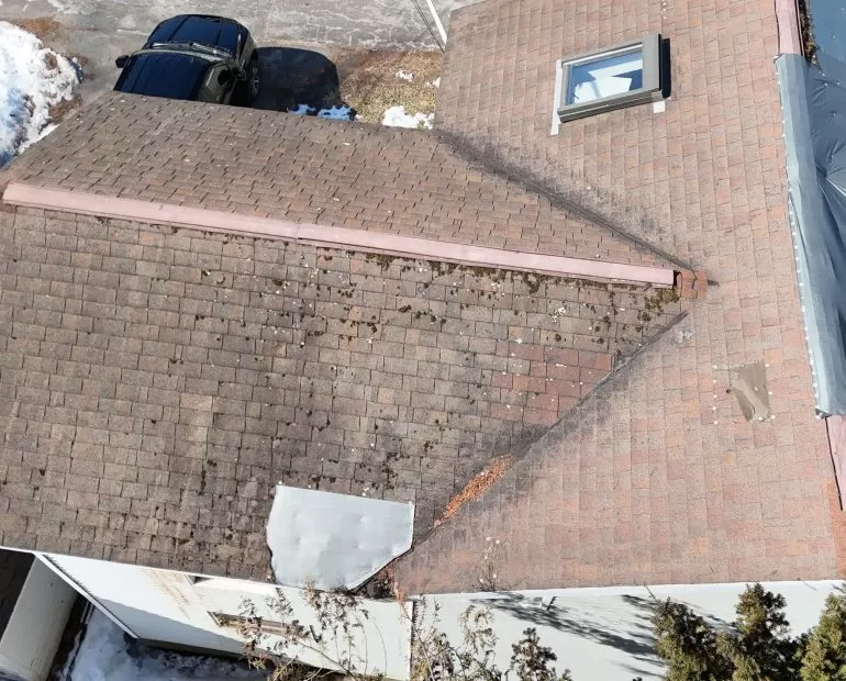 How Roof Ventilation Impacts Energy Bills & Roof Lifespan Roof Ventilation System Impact on Energy Bills and Roof Lifespan Damaged asphalt shingle roof with poor ventilation and moisture buildup affecting roof lifespan and increasing home energy bills